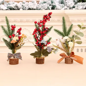 1 бр. мини-изкуствена Коледна елха, Коледна украса за масата и плотове, Малко коледно дърво за украса и домашен офис