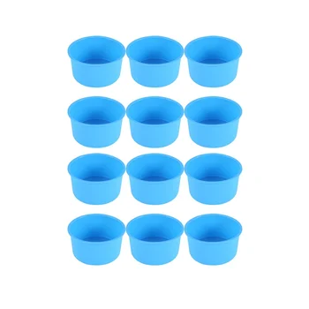 12шт Мини форми за торта, кръгла форма за печене с диаметър 4 сантиметра, на силиконова форма за печене с незалепващо покритие, форма за печене за еднократна употреба, синя