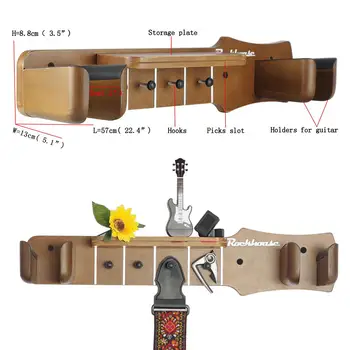2 Притежателя на китара, монтиране на стена, закачалка за китара, дървена закачалка за китара, поставка за ukulele, аксесоари за бас.