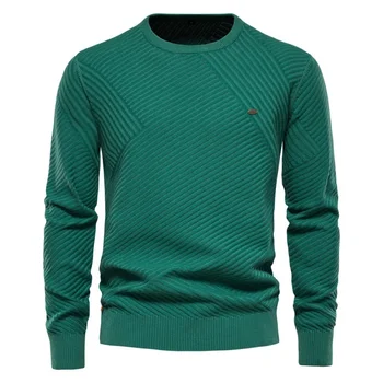 2023 Есен/зима Нов мъжки пуловер с кръгло деколте, пуловер, однотонная подплата От памук, трико