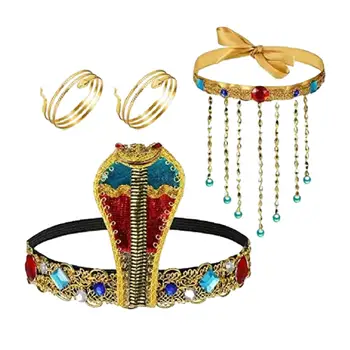 4шт Египетски Костюм Аксесоари Змия Гривна Костюм на Египетската Кралица Прическа за Подарък на Маскарадните Маскарадное Рокля Сватба на Хелоуин