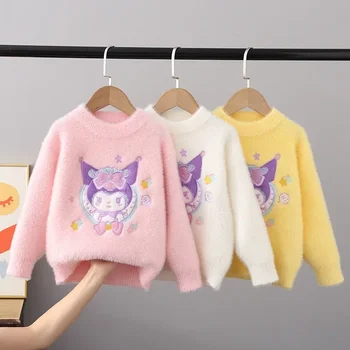 Cartoony пуловер Sanrio Kuromi My Melody Kawaii Beauty Мультяшная анимация Есен и зима Вязаный пуловер Топ Играчка, Подарък за момичета