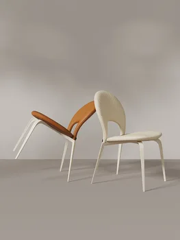 HH242 Френски крем, лек луксозен стол за хранене, модерен минималистичен къщата, на стол с облегалка, бяла хотелски стол
