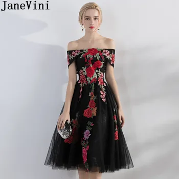 JaneVini Реколта арабски рокли чай дължина Вечерни рокли с отворени рамене, дантелени рокли Крестной Майката на Булката 2019