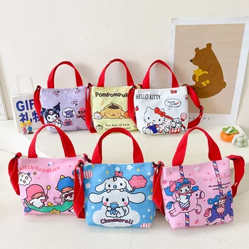 Kawai Санрио Холщовая Чанта Hello Kitty Cinnamoroll Crossbody Чанта За ръце С Хубав Модел Melodie Куроми За Момичета, Детски Подаръци