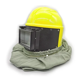 TS-01B Нова предпазна каска за песъкоструена, маска за пръскане на боя, двупластова леща от ABS-пластмаса с плосък стъкло, маска за пръскане на боя