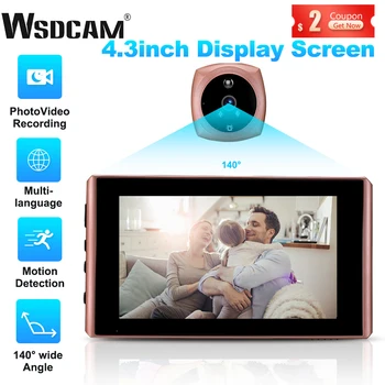 Wsdcam Видео Вратата, Шпионка, Камера За Гледане на Входовете на Разговори с LCD Монитор за Нощно Виждане Визуален Око Звънец Домашна Сигурност