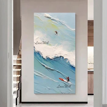 Абстрактен фигура Живопис без рамка морски пейзаж 3D картина на платното за Директна доставка на изкуството на Голяма, модерна декоративна стена за спални