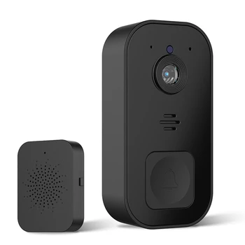 Безжична Камера видео домофон звънец Интелигентен звънец Лесна инсталация, Поддръжка 2.4 G Wifi Черен