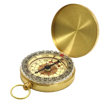 Висококачествен Ръчен Месинг Златен компас за туризъм, преносим компас за навигация на открито