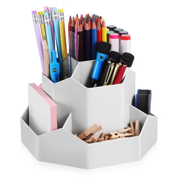 Въртящ се държач за писалка Настолен органайзер Голям капацитет За пластмасови моливи за учениците в класната стая