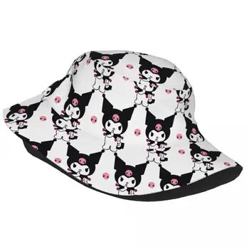 Дамска плажна шапка Sanrio Kawaii Kuromi, слънчеви шапки Sanrio, шапки за почивка
