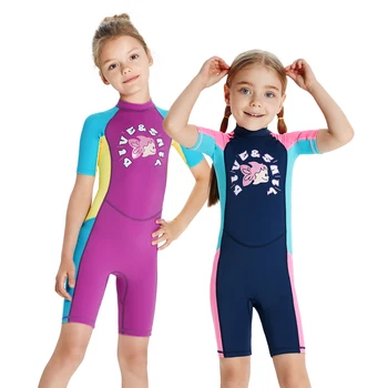 Детски летни бански костюми от ликра, бански костюм за момичета, защита от акне, за да сърфирате, Быстросохнущий детски бански за плаж, гмуркане, басейн