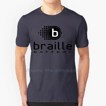 Ежедневна тениска с логото на батерията на брайлово писмо, висок клас графична тениска от 100% памук голям размер