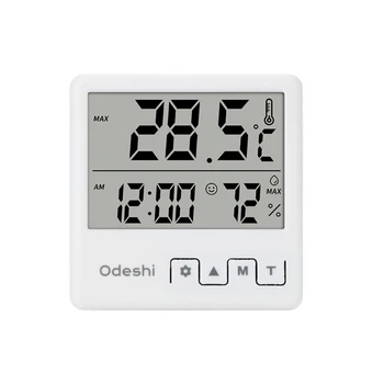Електронни датчици за температура и влажност с показване на времето, усмивки, напомняния и алармен часовник за офиса и дома 896B
