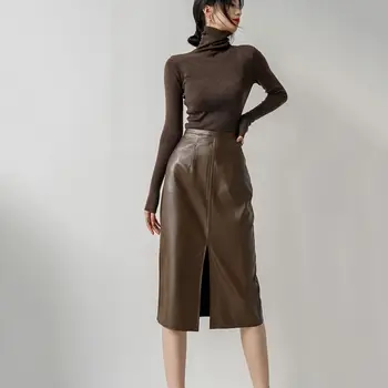 Есен-зима, реколта плиссированная универсална пола с висока талия, женски обикновена Елегантни Модни поли-трапец с гънки, Дамски дрехи C46