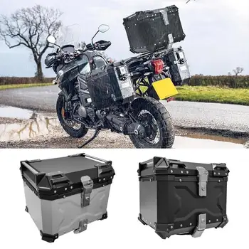 Задна кутия за мотоциклет Водоустойчив багажника Заден кутия Универсални и преносими алуминиеви кутии за съхранение на багаж мотоциклет