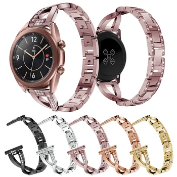 Здрава каишка за часовник от неръждаема стомана, 20 mm 22мм за Samsung Galaxy Watch 3 41мм 45 мм Band Gear S3 S2 Быстроразъемный каишка с диамантен пръстен
