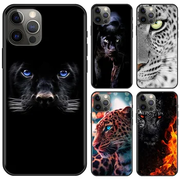 Калъф За Мобилен Телефон iPhone 15 12 Mini 11 Pro X XS Max XR 8 7 Plus SE Черно TPU Fundas Силикон Capa Panther Cheetah