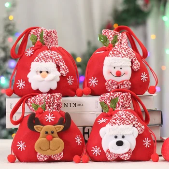 Коледен подаръчен пакет за отглеждане, матово покритие и чанта за бонбони, детска Коледна чанта за ябълки, Коледен подарък на Дядо Коледа 2023 г.