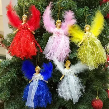 Коледна висулка във формата на ангел с крила, украси за Коледната елха, подвесная кукла, за декорация във формата на ангел с ръчно изработени, празничен подарък, украса за дома