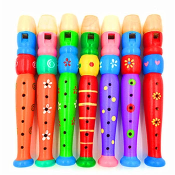Кратък звук на флейта, детски дървен духов музикален инструмент за деца, обучение на музикални инструменти за деца, детска музика