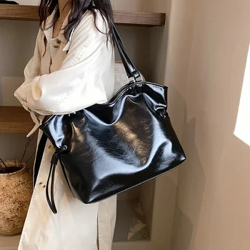 Модни дамски чанти-тоут за крайградски пътувания, мода универсална чанта през рамо от мека изкуствена кожа с голям капацитет, дамски чанти, за пазаруване