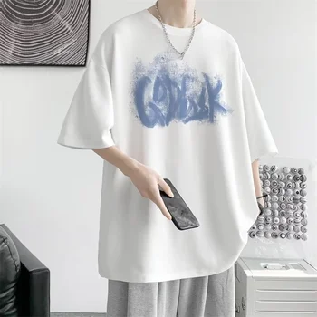 Мъжка тениска с къс ръкав, Летен памук тенденция, Свободна градинска облекло Berserk Oversize, Harajuku, Графична реколта дрехи Oversize
