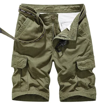 Мъжки къси панталони-карго 2023, летни армейските памучни свободни тактически шорти за бягане, мъжки ежедневни къси панталони с много джобове