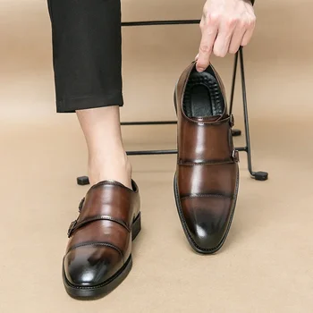 Мъжки Модел Обувки, Мъжки Официални Оригинални Кожени Италиански Кожени Обувки, Мъжки Елегантни Ежедневни Бизнес Луксозни Светски Мъжки Zapatos Hombre