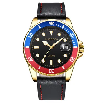 Мъжки часовници марка CURDDEN с модерен кожена каишка и златно выдалбливаемой датата, напълно автоматични и механични часовници Relogios Masculinos