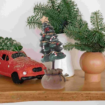 Настолна Коледна елха, изкуствена миниатюрна елха, Коледно дърво с основание, Коледен декор за заснемането на партита, пейзаж