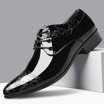 Обувки за мъже Casual бизнес модельная обувки дантела Официални черни обувки с перфорации тип 