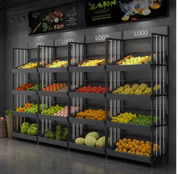 Плодове рафтове дисплей рафтовете в супермаркетите свеж стелаж за зеленчуци полк плодове магазин дисплей рафтовете плодове, рамка срок на годност на дисплея