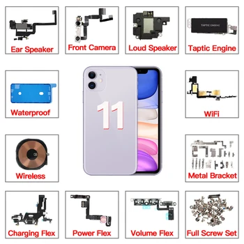 Подмяна на вътрешните части за iPhone 11 Предна камера Бутон за включване на звука високоговорител за ухото Гъвкав кабел, Скоба, Винтове Taptic Engine