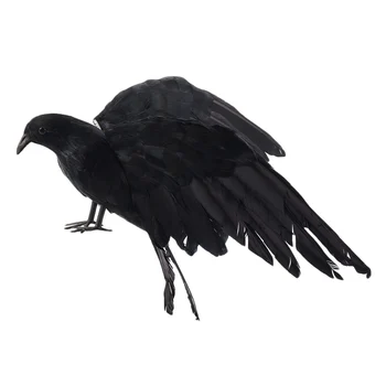 Подпори за Хелоуин пера Гарвана птица голяма 25x40 см, расправляющая крила, черна