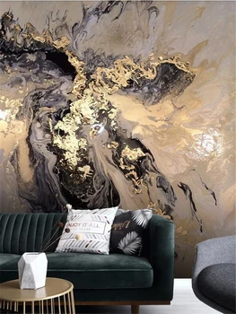 Потребителски тапети 3D нов китайски абстрактен пейзаж на златния настроението скок мастило фон декорация на стените живопис 3d papel de parede