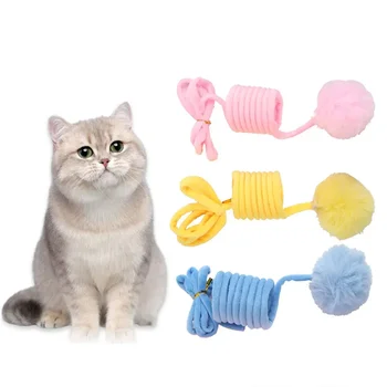 През пролетта на котка топка играчка еластична играчка за котки интерактивен ефект скок топката на косата пролет топката с камбана стоки за котки продукти за домашни любимци 