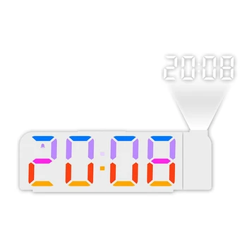 Проекция часовник RGB-часовник с подсветка на дисплей за време и температура, часовник с повторение на домашната спалня