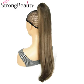 Синтетични изкуствена коса за удължаване на косата StrongBeauty с заколкой в дълга права опашка