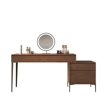 Скринове Маса в скандинавски стил и Голямо Място за съхранение на Дървени мебели с Модерен дизайн, тоалетна масичка с огледало с led осветление