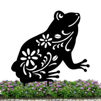 Статуя от черен силует, 2D Акрилна скулптура на животното, Кухи поставяне под формата на жаби, е знак за кола с кухи силует за градина и двор