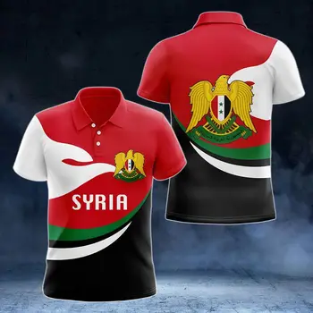 Флаг Сирия и герб, поло риза по поръчка, Лятна ежедневни градинска дрехи, мъжка мода, Без Трикотаж, Спортно облекло за по-големи размери.