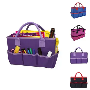 Чанта за учител в елегантен стил, органайзер за канцеларски материали, многофункционална чанта за носене на учителя с голям капацитет, 6 джобове, полиестер
